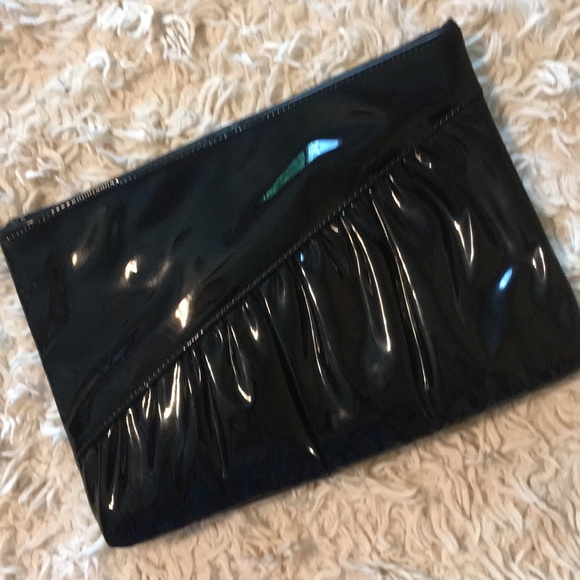 Vintage Dove Black Patent Leather 12” x 8 1/2” Evening Clutch EXCELLENT - Picture 2 of 6